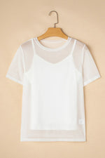 V-Neck Cami and Round Neck Short Sleeve Cover Up Set