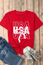 Patriotic USA Bow Graphic T-Shirt