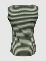 Striped Round Neck Tank Top - Ladyez