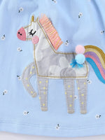 Children's Floral Unicorn Round Neck Dress
