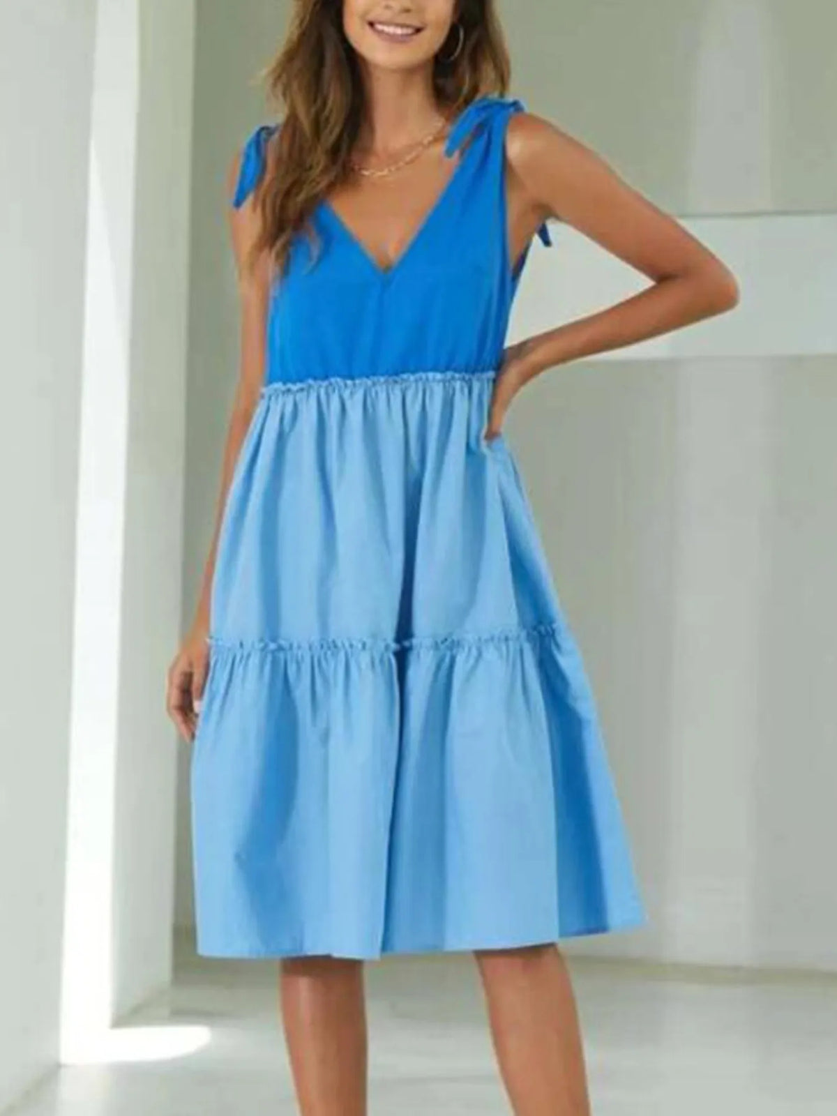 Colorblock Tiered Midi Tank Dress