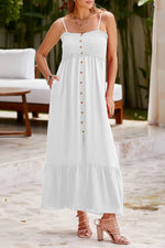 Smocked Spaghetti Strap Ruffle Hem Dress - Ladyez