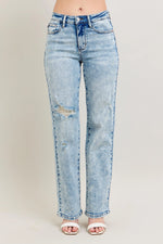 Judy Blue Full Size Hw Mineral Wash Destroy 90's Straight Jeans Plus Size - Ladyez