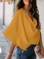 Full Size Ruched Three-Quarter Sleeve Blouse Plus Size