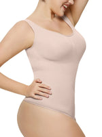 Scoop Neck Wide Strap Shaping Bodysuit - Ladyez