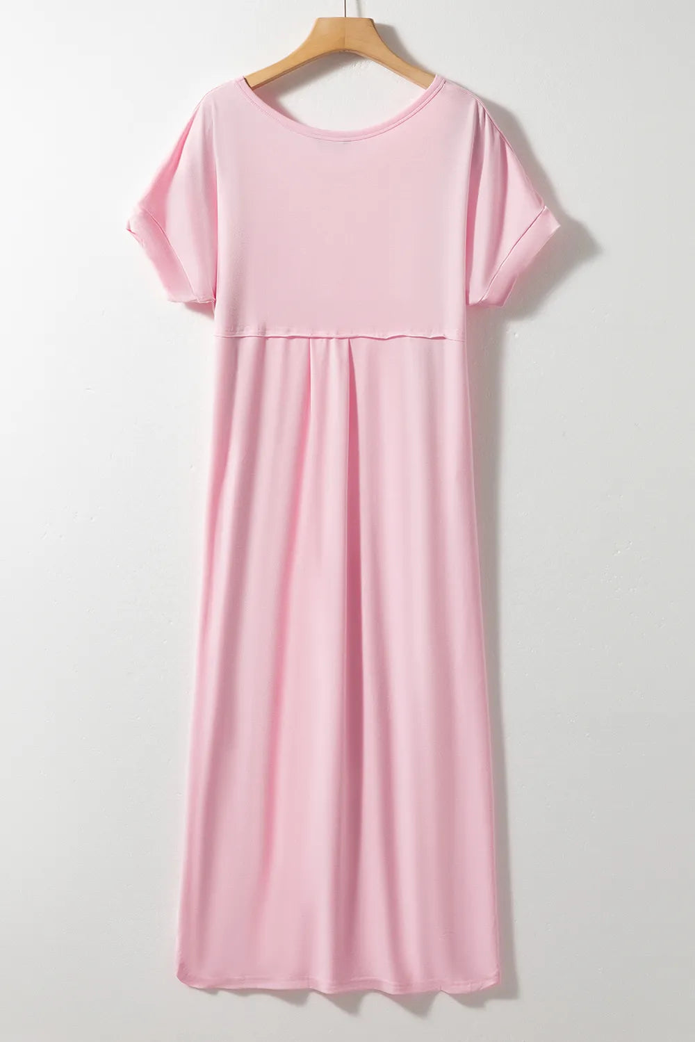 Slit Pocketed V-Neck Short Sleeve Dress - Ladyez