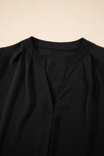 Short Sleeve Notched Blouse - Ladyez