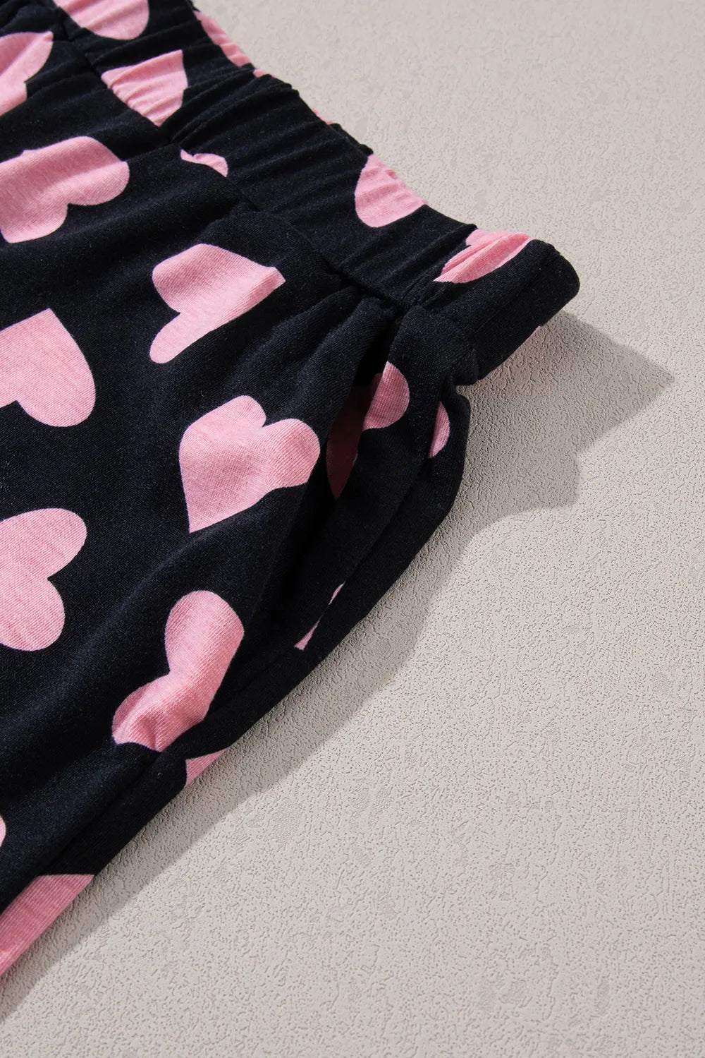 Heart Print Long Sleeve Top and Shorts Lounge Set - Ladyez