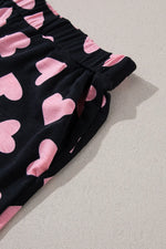 Heart Print Long Sleeve Top and Shorts Lounge Set - Ladyez