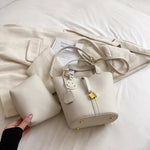 Bucket Crossbody Bag with Lock Detail