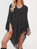 Fringe Openwork Knit Cover Up