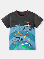 Children's Cartoon Print Round Neck T-Shirt