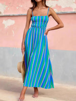 Striped Spaghetti Strap Summer Maxi Dress - Ladyez