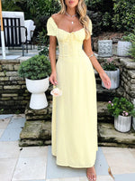 Devine Sweetheart Neck Short Sleeve Maxi Dress - Ladyez