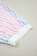 Casual Stripe Oversize Dolman Sleeve Patchwork T Shirt