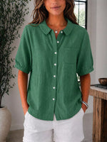 Full Size Button Up Short Sleeve Shirt Plus Size