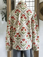 Floral Print High Collar Blouse