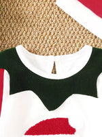 Children's 2-Piece Christmas-Themed Set with Jumpsuit and Santa Claus Hat