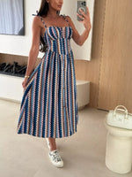 Printed Tie-Strap Midi Dress