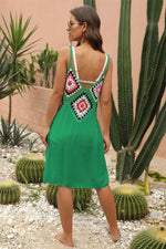 Geometric V-Neck Spaghetti Strap Cover Up Dress - Ladyez