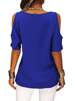 Full Size Crisscross Cold Shoulder Casual T-Shirt Plus Size - Ladyez