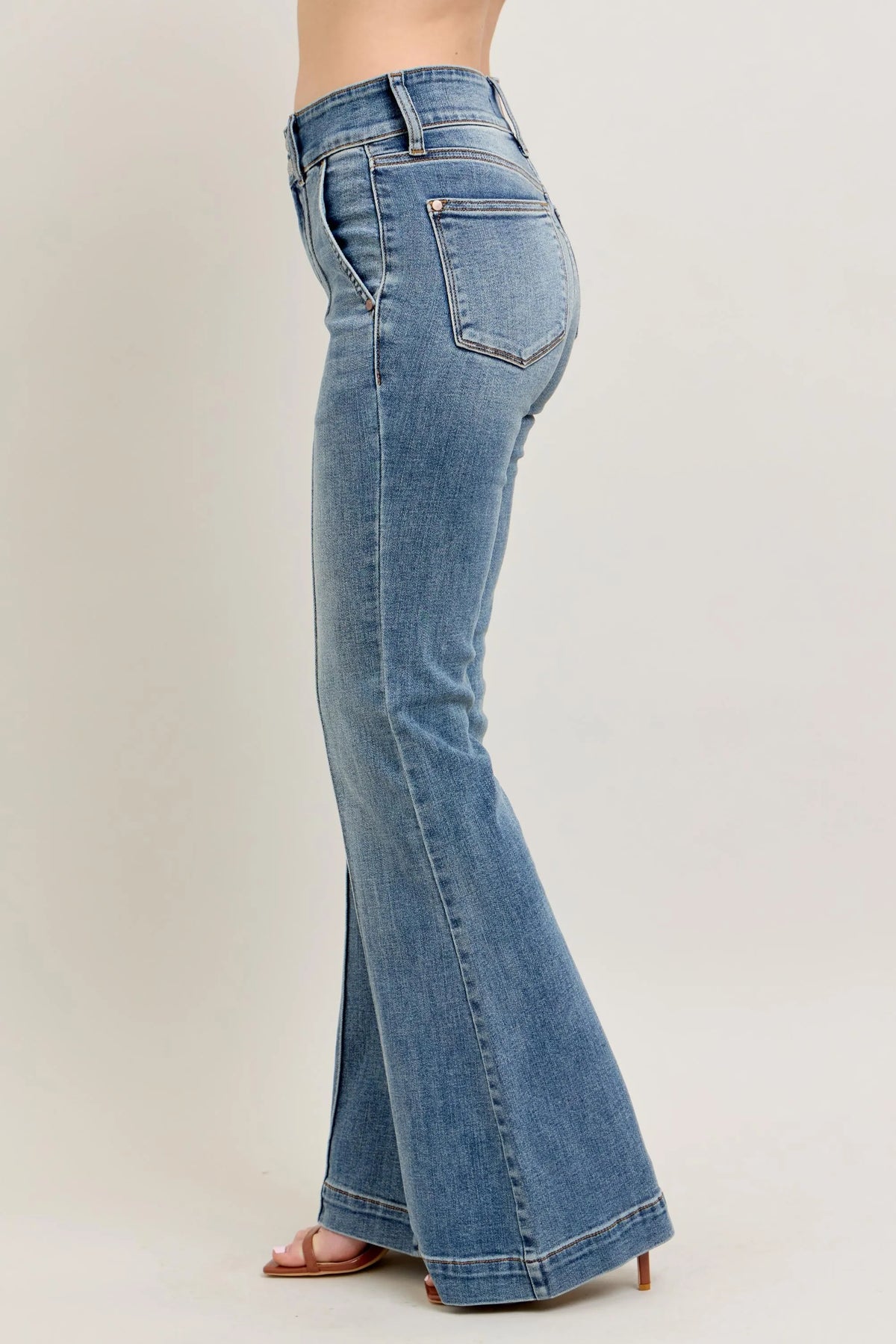 Judy Blue Full Size High-Waist Flare Denim Jeans with Front Seam Detail Plus Size - Ladyez