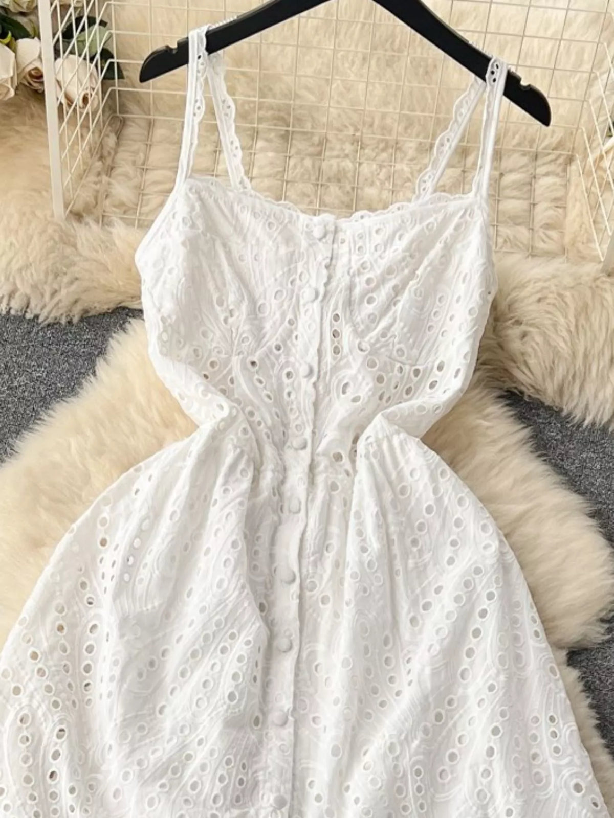Eyelet Embroidered Tiered Cami Dress