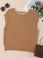 Contrast Trim Boxy Fit Sweater Vest