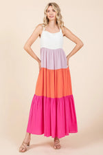 Mittoshop Color Block Tiered Pull-On Maxi Dress