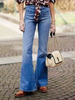 Full Size High Waisted Button-Fly Flare Jeans Plus Size - Ladyez