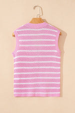 Striped Button-Up Knit Sweater Vest
