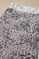 Floral and Leopard Print Wide-Leg Jeans
