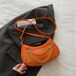 Chain-Embellished Shoulder Bag - Ladyez