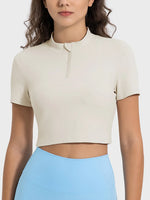 Millennia Quarter Zip Short Sleeve Active T-Shirt - Ladyez