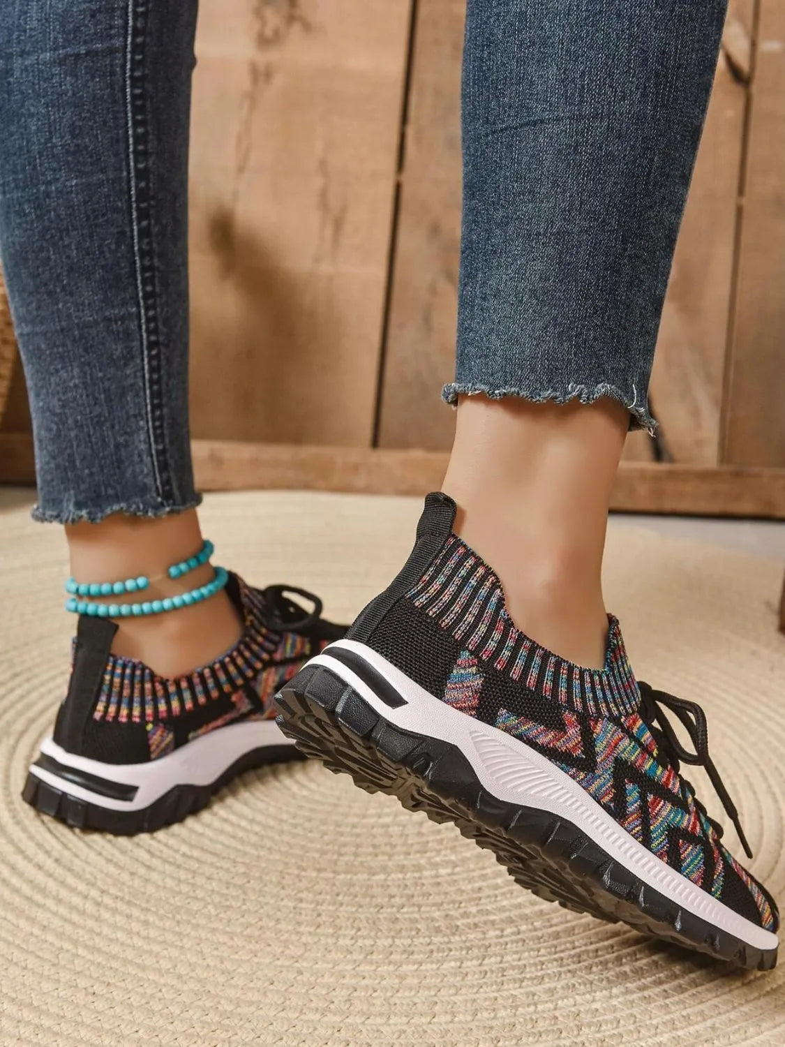 Mesh Knit Lace Up Athletic - Ladyez