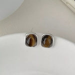 Square Tiger Eye Stud Earrings