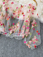 Floral Embroidered Mesh Off-Shoulder Top