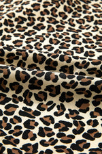 Leopard Print Striped Color Block Trim V Neck Bracelet Sleeve Mini Dress