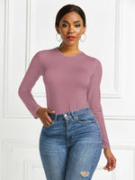 Round Neck Long Sleeve Bodysuit - Ladyez