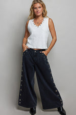 POL Ribbed V-Neck Tank with Stud Point