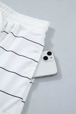 Stripe Half Sleeve Tee and Drawstring Shorts Set