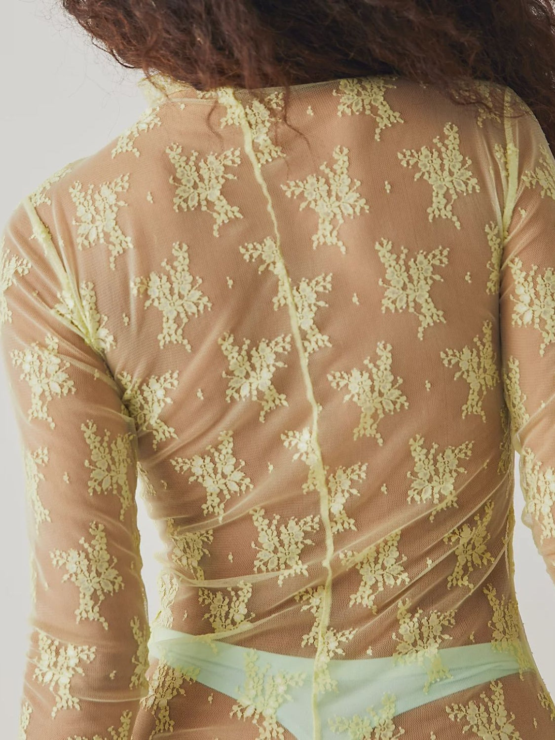 Lace Mock Neck Long Sleeve Blouse - Ladyez