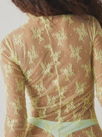 Lace Mock Neck Long Sleeve Blouse - Ladyez
