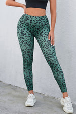 Leopard Print Wide Waistband Leggings - Ladyez