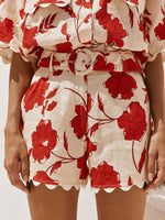 Floral Print Scalloped Edge Top and Shorts Set
