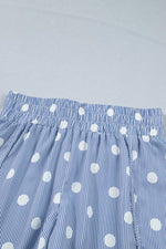 Polka Dot Striped Elastic Waist Shorts