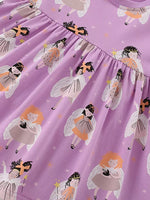 Children's Long Sleeve Cartoon Print Casual Dress