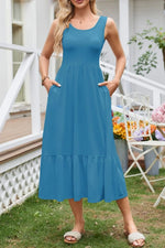 Round Neck Wide Strap Tank Dress