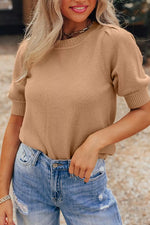Knit Short Puff Sleeve Sweater