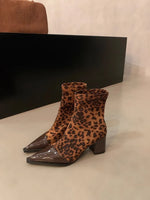 Point Toe Block Heels Boots - Ladyez